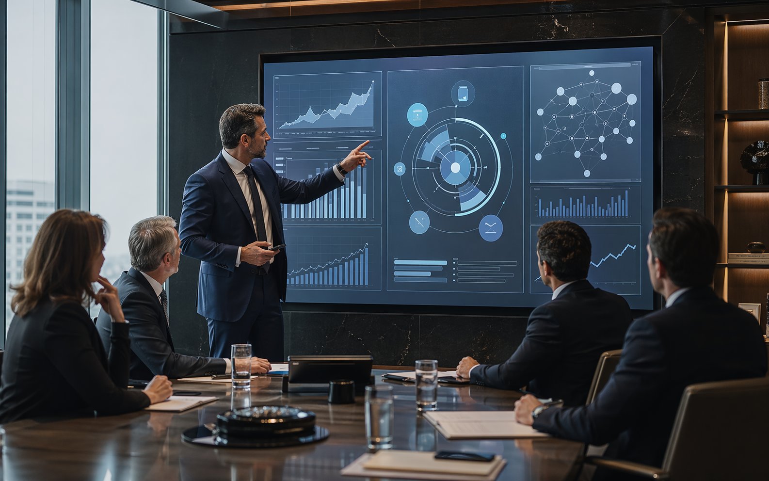 IA Consulting Major team in a strategy session reviewing growth architecture